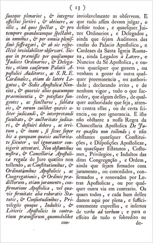 Breve Apostólico de Clemente XIV Sacrosanctum Apostulatus Ministerium (pág.13).